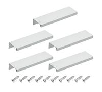 sourcing map Cabinet Finger Edge Pull, 5pcs 120mm / 4.72" Aluminum Alloy Back Mount Hidden Cabinet Pulls Concealed Handle for Home Kitchen Drawer Cabinet, Silver