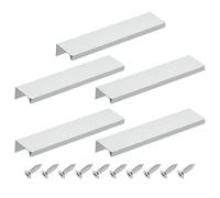 sourcing map Cabinet Finger Edge Pull, 5pcs 150mm / 5.91" Aluminum Alloy Back Mount Hidden Cabinet Pulls Concealed Handle for Home Kitchen Drawer Cabinet, Silver
