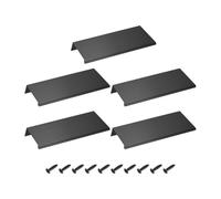 sourcing map Cabinet Finger Edge Pull, 5pcs 150mm / 5.91" Aluminum Alloy Back Mount Hidden Drawer Edge Handles, Modern Concealed Tab Pulls for Home Kitchen Furniture, Black