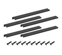 sourcing map Cabinet Finger Edge Pull, 5pcs 300mm / 11.81" Aluminum Alloy Back Mount Hidden Cabinet Pulls Concealed Handle for Home Kitchen Drawer Cabinet, Black