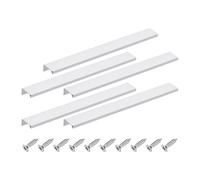 sourcing map Cabinet Finger Edge Pull, 5pcs 300mm / 11.81" Aluminum Alloy Back Mount Hidden Cabinet Pulls Concealed Handle for Home Kitchen Drawer Cabinet, Silver