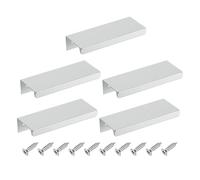 sourcing map Cabinet Finger Edge Pull, 5pcs 80mm / 3.15" Aluminum Alloy Back Mount Hidden Cabinet Pulls Concealed Handle for Home Kitchen Drawer Cabinet, Silver