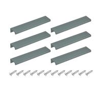 sourcing map Cabinet Finger Edge Pull, 6pcs 150mm / 5.91" Aluminum Alloy Back Mount Hidden Cabinet Pulls Concealed Handle for Home Kitchen Drawer Cabinet, Gray