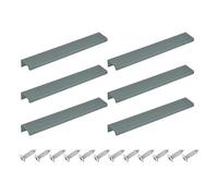 sourcing map Cabinet Finger Edge Pull, 6pcs 200mm / 7.87" Aluminum Alloy Back Mount Hidden Cabinet Pulls Concealed Handle for Home Kitchen Drawer Cabinet, Gray