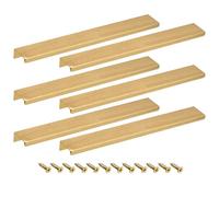 sourcing map Cabinet Finger Edge Pull, 6pcs 300mm/11.81 Aluminum Alloy Back Mount Hidden Cabinet Pulls Concealed Handle for Home Kitchen Drawer Cabinet, Gold