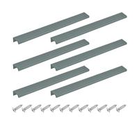 sourcing map Cabinet Finger Edge Pull, 6pcs 300mm / 11.81" Aluminum Alloy Back Mount Hidden Cabinet Pulls Concealed Handle for Home Kitchen Drawer Cabinet, Gray