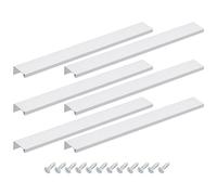 sourcing map Cabinet Finger Edge Pull, 6pcs 300mm/11.81 Aluminum Alloy Back Mount Hidden Cabinet Pulls Concealed Handle for Home Kitchen Drawer Cabinet, Silver