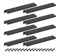 sourcing map Cabinet Finger Edge Pull, 8pcs 200mm / 7.87" Aluminum Alloy Back Mount Hidden Cabinet Pulls Concealed Handle for Home Kitchen Drawer Cabinet, Black