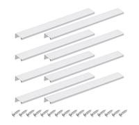 sourcing map Cabinet Finger Edge Pull, 8pcs 300mm / 11.81" Aluminum Alloy Back Mount Hidden Cabinet Pulls Concealed Handle for Home Kitchen Drawer Cabinet, Silver