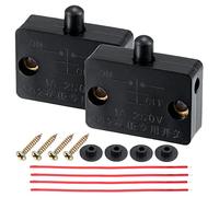 sourcing map Cabinet Lamp Switch, AC 250V 1A Normally Closed Door Wardrobe Touch with Wires for Cupboard Closet Household Furniture, Black 2 Set