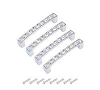 sourcing map Cabinet Pulls Drawer Handles 96mm Hole Centers Alloy Crystal with Screws 4Pcs