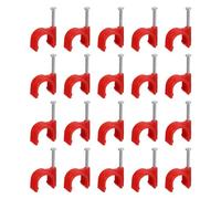sourcing map Cable Clips with Steel Nail, 50Pcs 16mm/0.63" Plastic Cable Wire Clips, Ethernet Cable Clips Nail in Cable Clips for Home Wires Cables Cords Management, Red