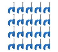 sourcing map Cable Clips with Steel Nail, 50Pcs 16mm/0.63" Plastic Cable Wire Clips, Ethernet Cable Clips Nail in Cable Clips for Home Wires Cables Cords Management, Blue