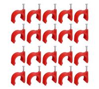 sourcing map Cable Clips with Steel Nail, 50Pcs 20mm/0.79" Plastic Cable Wire Clips, Ethernet Cable Clips Nail in Cable Clips for Home Wires Cables Cords Management, Red