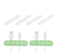 sourcing map Cable Holder Cord Organizer, 2Pcs Cable Management USB Cable Holder Wire Organizer Clips for Desk, Charging Cable, Nightstand, Car, Home, Office, Green, 4 Slots