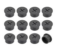 sourcing map Cable Hole Cover, 12Pcs 25mm/3/4 Inch Rubber Desk Cable Wire Cord Grommet Hole Cover for Office Computer Desk Wire Organizer, Black