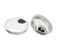 sourcing map Cable Hole Cover, 2Pcs 3-5/32 Inch ABS Desk Cable Wire Cord Grommet Hole Cover for Office Computer Desk Wire Organizer, Silver