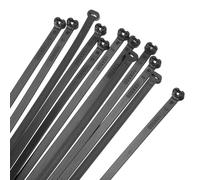 sourcing map Cable Zip Ties 400mm x 10mm, 50 Pcs Metal Tooth Self-Locking Wire Ties for Cord Management Indoor Outdoor, Tensile Strength 120 lbs, Black