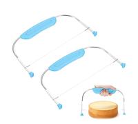 sourcing map Cake Cutter Slicer Leveler, 2 Pcs Cake Slicer with Plastic Handle Stainless Steel Adjustable Baking Tool for Wedding Birthday Leveling Molding, Blue