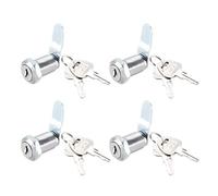 sourcing map Cam Lock 1-1/8" Cylinder Long Cabinet Locks with No.4 Cam, Fits for 7/8" Max Thickness Panel, Keyed Different 4Pcs
