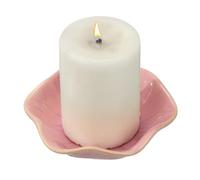 sourcing map Candle Holder Plates, 4 Inch Ceramic Candle Tray Tealight Incense Holder Dish Candlestick for Tea Light Aromatherapy Wedding Rustic Vintage Home Decor, Lotus Leaf Pink