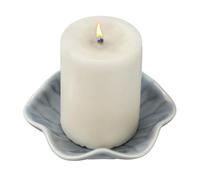 sourcing map Candle Holder Plates, 4 Inch Ceramic Candle Tray Tealight Incense Holder Dish Candlestick for Tea Light Aromatherapy Wedding Rustic Vintage Home Decor, Lotus Leaf Clear Gray Blue