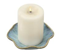 sourcing map Candle Holder Plates, 4 Inch Ceramic Candle Tray Tealight Incense Holder Dish Candlestick for Tea Light Aromatherapy Wedding Rustic Vintage Home Decor, Lotus Leaf Retro Blue