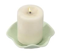 sourcing map Candle Holder Plates, 4 Inch Ceramic Candle Tray Tealight Incense Holder Dish Candlestick for Tea Light Aromatherapy Wedding Rustic Vintage Home Decor, Lotus Leaf Light Green