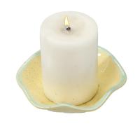 sourcing map Candle Holder Plates, 4 Inch Ceramic Candle Tray Tealight Incense Holder Dish Candlestick for Tea Light Aromatherapy Wedding Rustic Vintage Home Decor, Lotus Leaf Gold