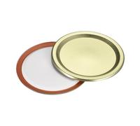 sourcing map Canning Lids, 50pcs - Tinplate Split-Type Mason Jar Lid, Regular Mouth Leak Proof Fits Storage Cover (Gold)