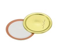 sourcing map Canning Lids, 50pcs - Tinplate Split-Type Mason Jar Lid, Regular Mouth with Date Leak Proof Fits Storage Cover (Gold)
