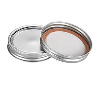 sourcing map Canning Lids, 8 Sets - Tinplate Split-Type Mason Jar Lids and Bands Wide Mouth Leak Proof Fits Storage Cover (Silver)