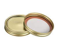 sourcing map Canning Lids, 8 Sets - Tinplate Split-Type Mason Jar Lids and Bands Wide Mouth Leak Proof Fits Storage Cover (Gold)