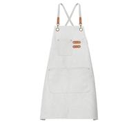 sourcing map Canvas Chef Aprons 75x68cm Adjustable Strap Waterproof Cross Back Kitchen Cooking Apron with 3 Pockets for Men Women Chef, Beige