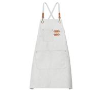sourcing map Canvas Chef Aprons 75x69cm Adjustable Strap Cross Back Kitchen Cooking Apron with 3 Pockets for Men Women Chef, Beige