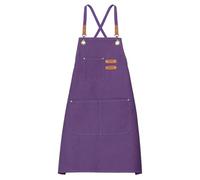 sourcing map Canvas Chef Aprons 75x69cm Adjustable Strap Cross Back Kitchen Cooking Apron with 3 Pockets for Men Women Chef, Purple