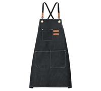sourcing map Canvas Chef Aprons 75x69cm Adjustable Strap Cross Back Kitchen Cooking Apron with 3 Pockets for Men Women Chef, Black