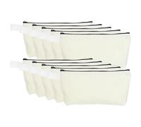 sourcing map Canvas Makeup Bags, 10 Pcs Travel Cosmetic Bags Bulk, Multipurpose Plain Toiletry Zipper Pouches Blank DIY Craft Bags Pencil Bag for Women Teens, Beige