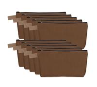 sourcing map Canvas Makeup Bags, 10 Pcs Travel Cosmetic Bags Bulk, Multipurpose Plain Toiletry Zipper Pouches Blank DIY Craft Bags Pencil Bag for Women Teens, Brown