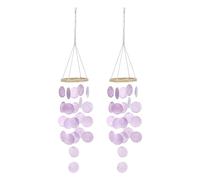 sourcing map Capiz Wind Chimes, 2Pcs 35" Outdoor Seashell Hanging Beach Unique Natural Shell Waterfall Wind chime for Summer Patio Ocean Home Decorative, Purple