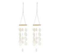 sourcing map Capiz Wind Chimes, 2Pcs 35" Outdoor Seashell Hanging Beach Unique Natural Shell Waterfall Wind chime for Summer Patio Ocean Home Decorative, White