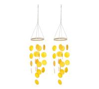 sourcing map Capiz Wind Chimes, 2Pcs 35" Outdoor Seashell Hanging Beach Unique Natural Shell Waterfall Wind chime for Summer Patio Ocean Home Decorative, Honey