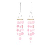 sourcing map Capiz Wind Chimes, 2Pcs 35" Outdoor Seashell Hanging Beach Unique Natural Shell Waterfall Wind chime for Summer Patio Ocean Home Decorative, Pink