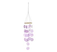 sourcing map Capiz Wind Chimes, 35" Outdoor Seashell Hanging Beach Unique Natural Shell Waterfall Wind chime for Summer Patio Ocean Home Decorative, Purple