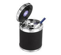 sourcing map Car Ashtray 3.54" x 2.87" Leather Detachable Automotive Ashtray with Lid and Metal Liner Smell Proof Mini Car Trash Can for Most Car Office Bedroom Home, Black