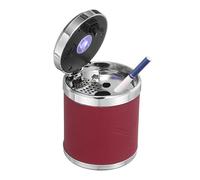 sourcing map Car Ashtray 3.54" x 2.87" Leather Detachable Automotive Ashtray with Lid and Metal Liner Smell Proof Mini Car Trash Can for Most Car Office Bedroom Home, Red