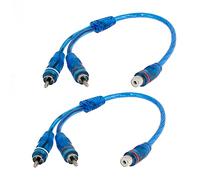 sourcing map Car Audio RCA Female to 2 RCA Male Splitter Adapter Cable Blue