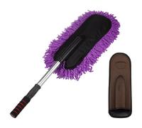 sourcing map Car Duster Brush Exterior Scratch Free Car Cleaning Brush High-Density Soft Auto Detailing Tool with Retractable Handle for Car SUV Trucks Motorcycle Home Cleaning, Purple