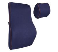 sourcing map Car Headrest & Lumbar Support Pillow Kit Memory Foam Ergonomic Seat Headrest & Lumbar Cushion for Driving Office Car Seat, Navy