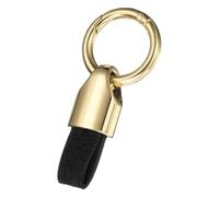 sourcing map Car Key Chain Clip, Zinc Alloy Leather Car Keychain Key Fob Holder Keychain Key Chain Rings Detachable Decorative Keychains for Women Men, Gold/Black